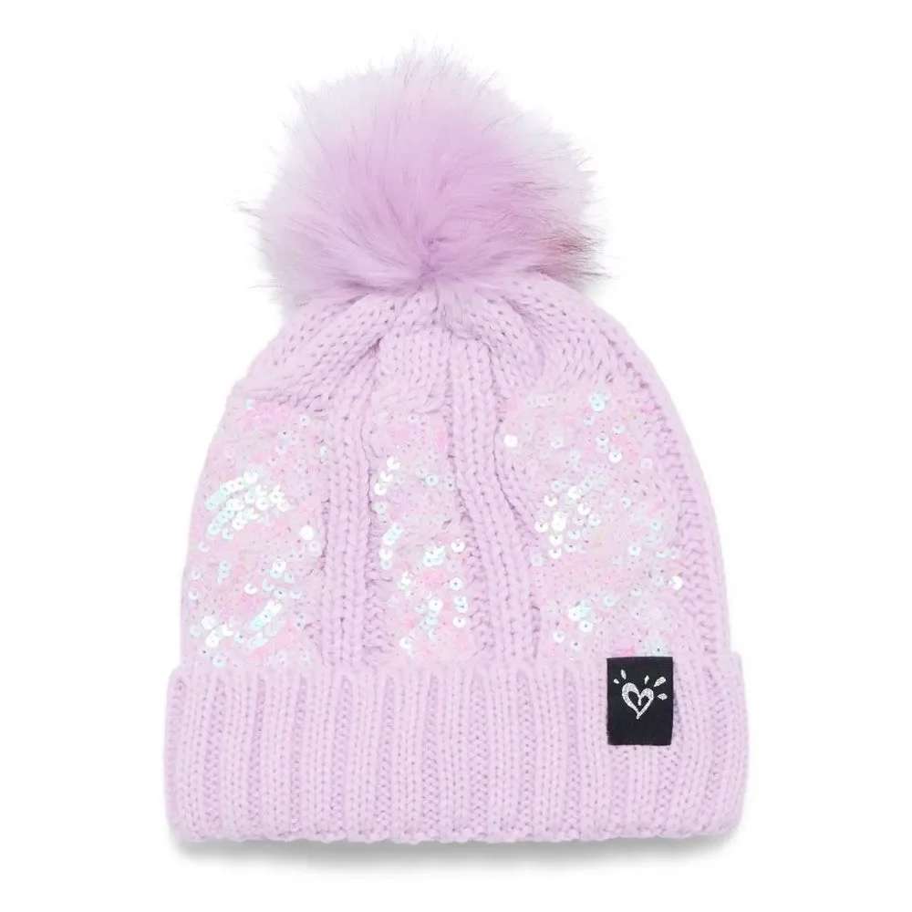 Girls Justice Sequin Cable Knit Hat and Gloves Set Pink 2-Pack